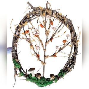 Rustic Wreath with Dried Flowers and Mushrooms